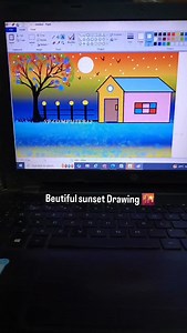 Sunset Drawing 🌇 in Ms paint 🎨🖥️.. .. .. .. .. .. #trending #reels #viral | Spcomputer12