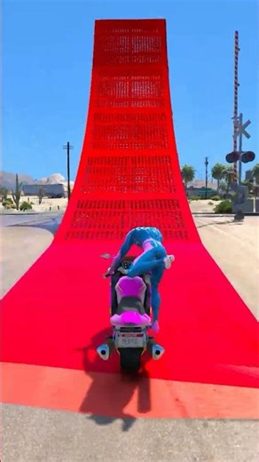GTA V SPIDERMAN VS ALIEN RAGDOLL BIKE JUMP CHALLENGE#shorts