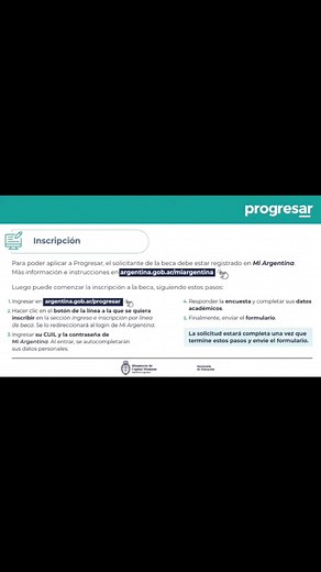📢📢📢Info importante para la inscripción de progresar superior ✅comienzan el día ️ 31/3 y de extiende hasta el 20/4 ✅️ el domicilio declarado en progresar debe ser el mismo que figura en MI ANSES. Observar que si en MI ANSES figura un domicilio en donde ya no viven y reside un grupo familiar que supera los ingresos de 3 salarios mínimos, no les van a adjudicar la beca. ✅️ tener en orden el acceso a MI ARGENTINA ✅️ Tener a mano los 22 números del CBU o CVU de la cuenta que debe estar a nombre de