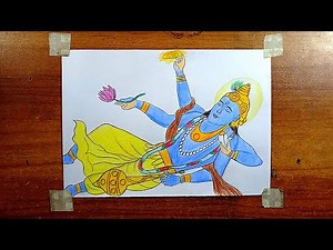 Lord Vishnu Drawing | Easy Pencil and colour pencil Drawing of Lord Vishnu Step by Step| narayon