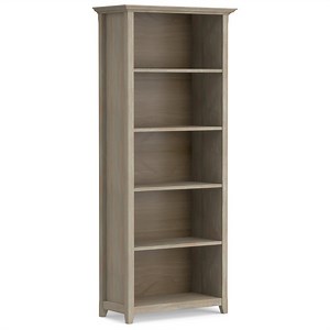 Amherst 30 inch Wide Solid Wood Transitional 5 Shelf Bookcase in Distressed Grey