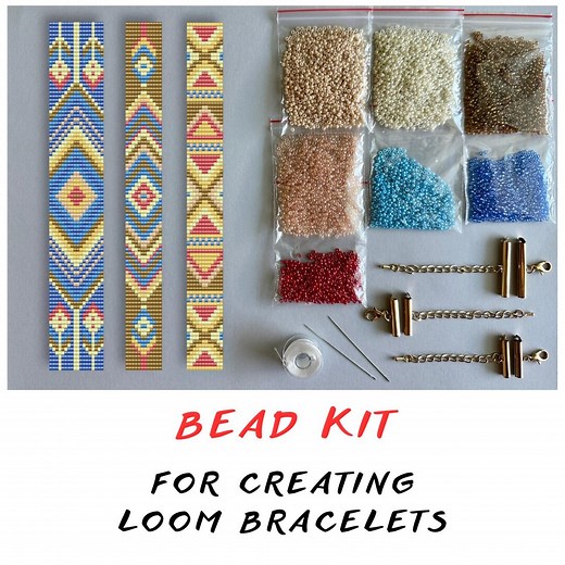 Native Bead Kit for Creating 3 Loom Bracelets - Jewelry Making KIT, Beadwork Looming Pattern, DIY Make Your Bracelet, Simple Gift Idea - Etsy