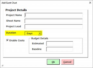 Projects - Gantt Excel
