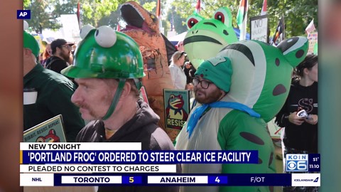 Authorities temporarily prohibit Portland Frog from being near ICE facility