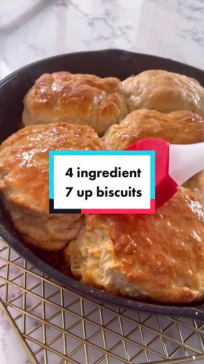 These 7 Up Biscuits are light, fluffy, buttery and oh so tender and only made with just 4 ingredients!! Toss together this dough in no time and watch the magic of 7 Up work. #southernbiscuits #7upbiscuits #southernrecipes #comfortfood #easyrecipe #familyrecipes #grandbabycakes