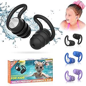 Swimming Earplugs for Kids Waterproof Ear Plugs - 3 Pairs Reusable Swimming Earplugs for Kids, Waterproof Earplugs for Swimmers Shower, Bathing, Surfing - Keep Ear Water Out Protector.