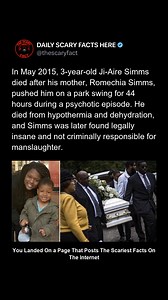 In May 2015, 3-year-old Ji-Aire Simms d!ed after his mother, Romechia Simms, pushed him on a playground swing for approximately 44 hours during a severe psychotic episode. The child ultimately succumbed to hypothermia and dehydration. Simms was later found legally insane and not criminally responsible for manslaughter. The case shocked the public and highlighted the devastating consequences of untreated mental illness—especially when it intersects with caregiving responsibilities. ➡️ Follow @the