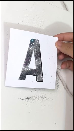 Letter ”A” With Glow Art Technique! ✨ #glitter #glitterart #easy #artandcraft
