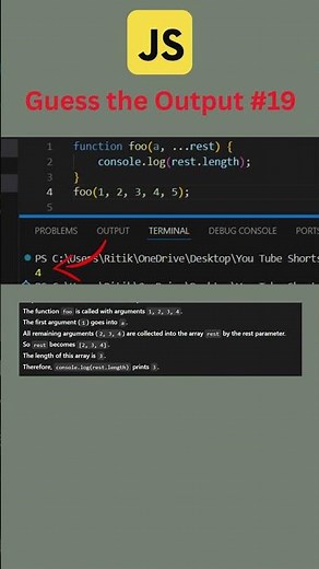 JavaScript Rest Parameter Trick 🤯 | Guess the Output! #shorts #coding #19