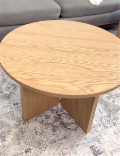 Round Solid Oak Wood Coffee Table With Pedestal Style Base: Modern Farmhouse Nesting Table - Etsy