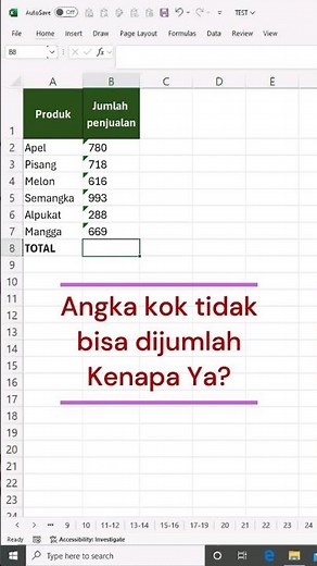 How to Solve the Problem of Numbers in Excel That Cannot Be Added Using the SUM Formula