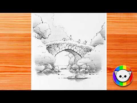 How to draw a bridge step by step