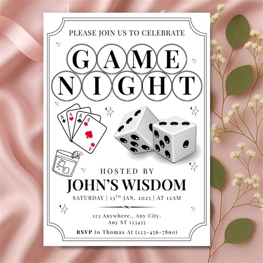 Editable Game Night Invitation Canva Template, Family Board Games Party Invite, Birthday Game Night Card, Printable Digital Download - Etsy