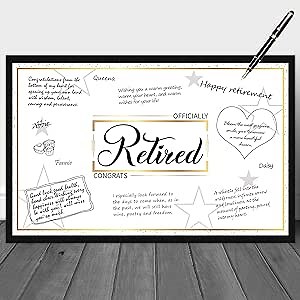 WATINC Jumbo Retirement Card to Sign, Retirement Party Large Guest Book Decorations for Women Men, Congrats Retired Signature Card for Farewell Office Signing Photo Booth Props