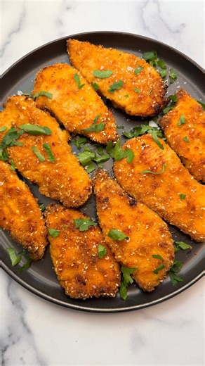 OVEN-BAKED CRISPY SCHNITZEL! By popular demand here is my oven baked schnitzel recipe! I know that fried schnitzels are the best, but these oven-baked schnitzels, are going to surprise you! So crispy and delicious that it’s hard to believe they are not fried! MUST TRY😍 Shabbat Shalom!🙌🏻🤍 Follow @ruhamasfood for more RECIPE BELOW . . שניצל אפוי וקריספי שאתם חייבים לנסות! מתכון בתגובות🤍 . . Recipe: Ingredients- 2 pounds of of thin chicken cutlets 2 eggs 1 teaspoon of sea salt 1/4 teaspoon of 