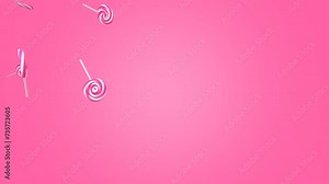 Pink lollipops on a pink background. 3DCG animation for background.