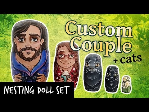 Opening a CUSTOM FAMILY Nesting Doll Set (cats included!)