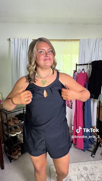 The swimsuit that doubles as a romper. Plus size swimwear that covers the belly and legs nicely and is super comfortable. @BLOOMCHICUSOFFICIAL #swimsuit #plussizeswimsuit #plussizefashion #curvyfashion