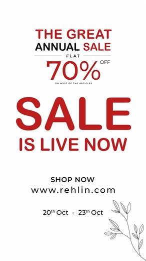 REHLIN | It’s finally here - your favorite sale of the year! 🎉 The Great Annual Sale is LIVE with FLAT 70% OFF on almost entire stock. Hurry, before... | Instagram
