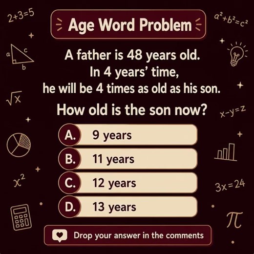 Can You Solve This Age Word Problem? 🧠