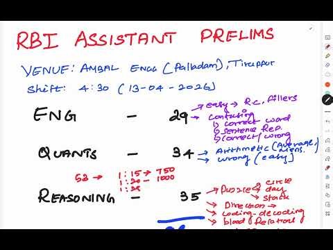 RBI Assistant Prelims - My attempts - Last shift