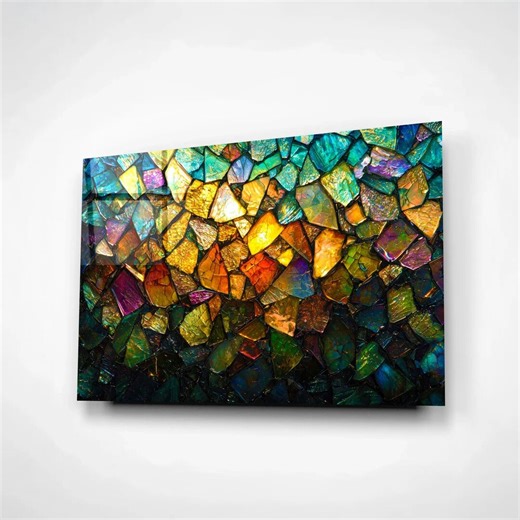 Prismatic Mosaic Glass Art Colorful-abstract Wall Hanging Iridescent Light Decor- Stained Glass Wall Art, Mother's Day Gift - Etsy