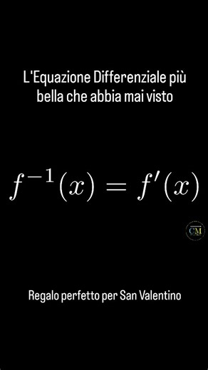 ClearMath on Instagram: "Questa è una di quelle scoperte che ti fanno innamorare ancora una volta della Matematica: un'equazione differenziale semplice quanto bella che ha una soluzione ancora più bella ed elegante, e soprattutto estremamente ACCESSIBILE, cioè ricavabile senza conti strani. Scoprite insieme a me come ricavare la soluzione, e una volta fatto, regalate questo reel alla vostra crush, per far capire che la/lo amate col linguaggio più puro della natura: la Matematica. #matematica #an