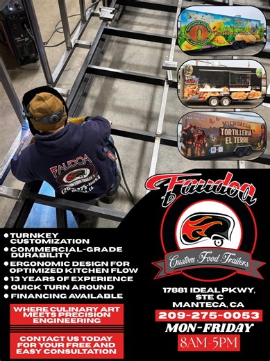 Why settle for a "standard" layout when you can have a kitchen built for your menu? We specialize in premium, custom food trailer fabrication designed to maximize your speed and your profits. Custom Kitchen Flow: We design around your workflow to eliminate bottlenecks. Built to Last: Industrial-grade steel, commercial appliances, and heavy-duty chassis. Compliance Ready: We build to meet local health and fire codes from day one. Turnkey Delivery: From the first weld to the final touch, we handle