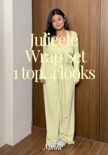 1 TOP, 4 LOOKS Juliette Wrap 3-in-1 Set ✨💛 ✨ Premium Material ✨ Super Stretch ✨ Big Size Friendly (up to 120 kg) Model measurements: Height 163 cm | Bust 110 cm | Weight 85 kg Wearing size M #ballerinawraptop #wraptop #pilates #bajuolahraga