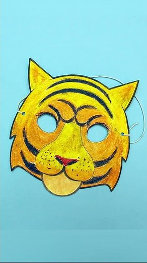 How to paint tiger mask, easy and fun painting with oil pastels #Shorts