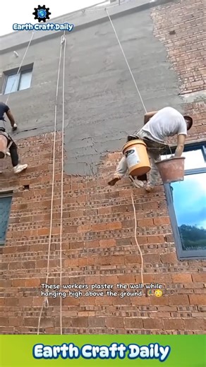 Wall Plastering at Extreme Heights 🧗‍♂️🧱 #shorts