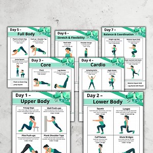 7-day Home Workout Plan for Women – Printable Exercise Chart, Full Body   Core & Stretching Routine, No Equipment Weekly Workout PDF - Etsy UK