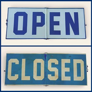 Vintage Open & Closed flip style Metal Sign • 19.75 inches by 8 inches