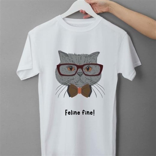 😸 Feline Fine in the Funniest Cat Shirt! | Whimsical Cat Tee for Cat Lovers