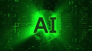 Artificial Intelligence Text with Green Color Background