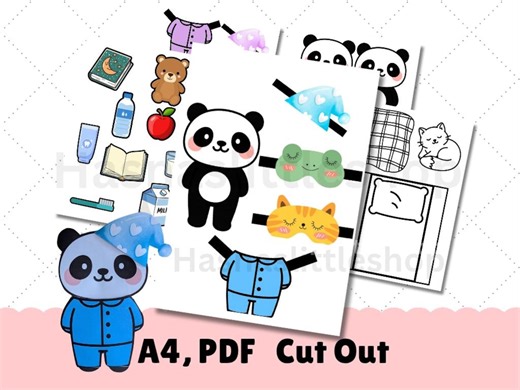 Kawaii Panda Paper Doll – Printable DIY Craft for Kids, Bedtime Cut Out, Bedtime Print, Bedtime Craft, Instant Download Animal Puppet - Etsy Canada
