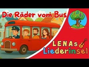 The wheels of the bus turn all the way around | Children's song in German | Song for children to ...