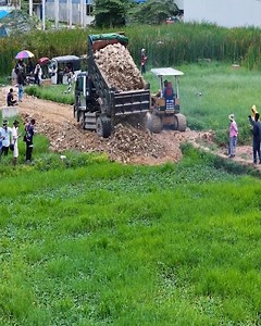 Incredible Landfill Operations: Komatsu D20P Dozer and 5-Ton Dump Truck in Action | Bulldozer Cambodia