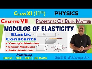 Class 11 Physics Unit 7 | Modulus of Elasticity | Young’s, Bulk & Rigidity Modulus | R.K. Verma Sir
