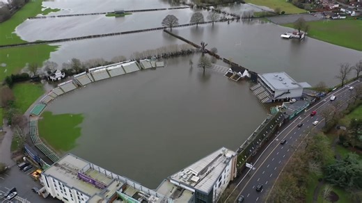 This drone footage shows the extent of Worcester's floods - and the cricket club is underwater again. | Worcester News