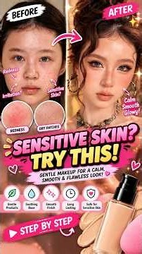 Sensitive Skin? Get This Flawless Makeup Look! 💕#shortsfeed #makeup #sensitiveskin #shorts #viral