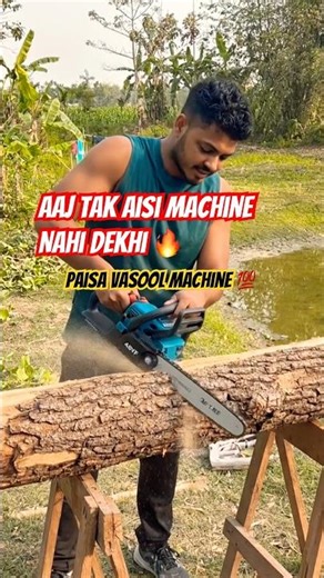 1 Sec Me Lakdi Cut! 😱 48V Mini Chainsaw Power Test #shorts