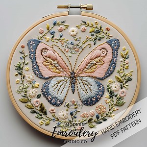 Butterfly and Wildflowers Embroidery Pattern | Hand Embroidery PDF | Floral Insect Hoop Art for DIY Stitching & Nature Lovers - Etsy