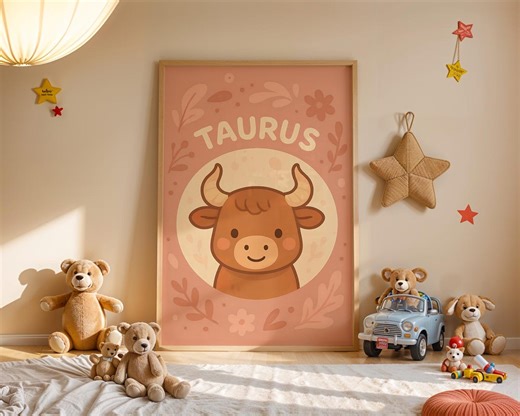 Taurus Zodiac Art Print, Astrology Poster, Pastel Nursery Decor (digital Download - Etsy
