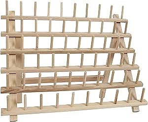 Threadart 60 Spool Cone Wood Thread Rack | Made of Hardwood, Sturdy, Freestanding or Wall Mount