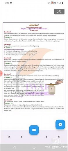 Subject Science Class 8 Chapter 12 Some Natural Phenomena
