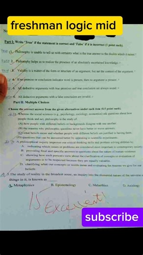freshman logic and critical thinking mid exam #universityexam #midexam #ethiopia