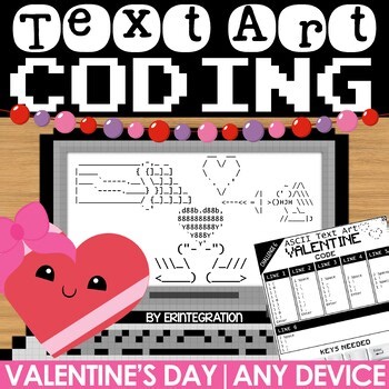 Valentine's Day Coding Activities & Typing Practice ASCII Text Art | Any Device