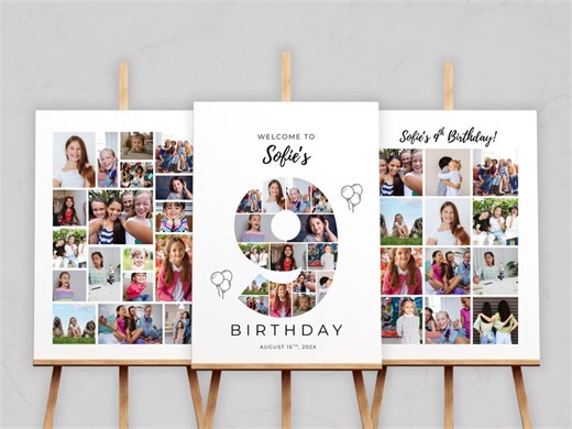 Editable 9th Birthday Photo Collage Template, Custom 9 Birthday Poster, Digital 9th Photo Collage Printable PDF - Etsy