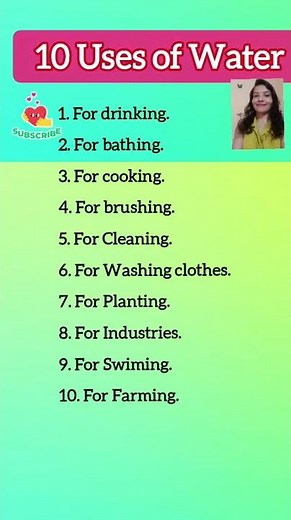 10 Uses of water/Different uses of water/Water uses/Benifits of water